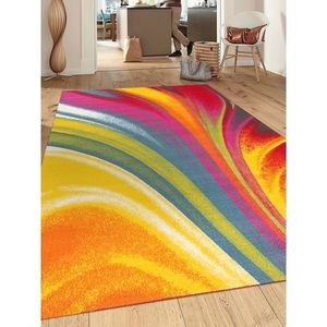 Modern Colorful Contemporary area rug 5’3 x 7’3